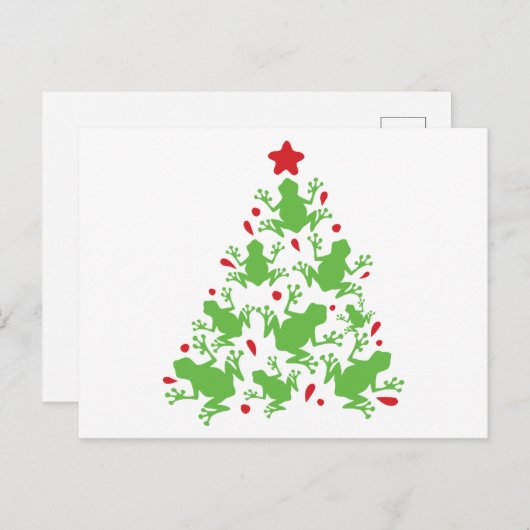 カエルのクリスマスツリーサンタカエルおもしろいのクリスマス ポストカード (正面/裏面)