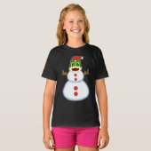 カエルのクリスマス雪だるま Tシャツ (正面フル)