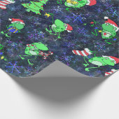 カエルのクリスマス – かわいいカエルのクリスマスパーティー紫の雪 ラッピングペーパー (角)