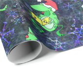 カエルのクリスマス – かわいいカエルのクリスマスパーティー紫の雪 ラッピングペーパー (ロールコーナー)