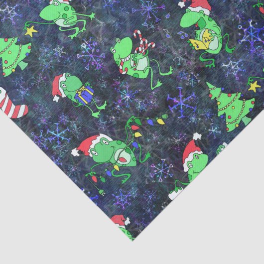 カエルのクリスマス – かわいいカエル紫の雪のクリスマスパーティー 薄葉紙 (詳細)