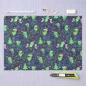 カエルのクリスマス – かわいいカエル紫の雪のクリスマスパーティー 薄葉紙 (クラフト)