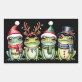 カエルのクリスマス カエル好き かわいいサンタ 動物たち 長方形シール (正面)