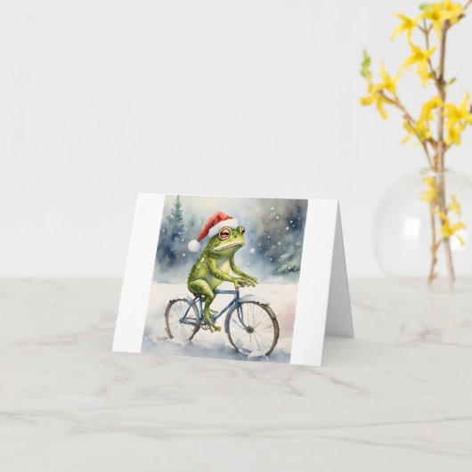 カエルのクリスマス カード (黄色い花)