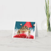 カエルのクリスマス、チンサル、羽、サンタパターン シーズンカード (裏面)