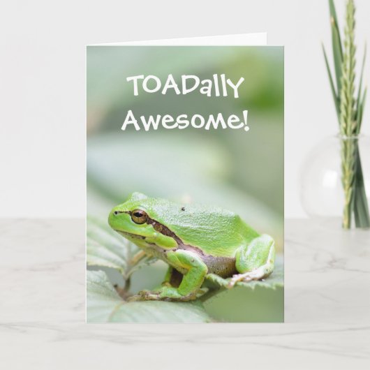 カエルのグリーティングカードと文字TOADally 素晴らし カード (正面)