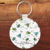 カエルのコラージュ キーホルダー (正面)