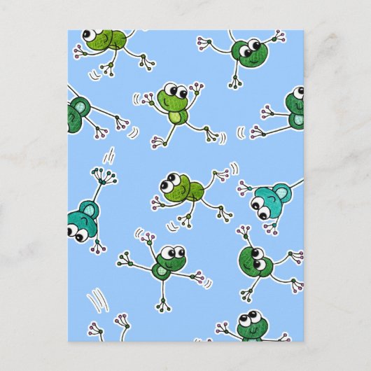 カエルのコラージュ ポストカード (正面)