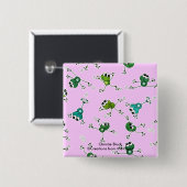 カエルのコラージュ 缶バッジ (正面&裏面)