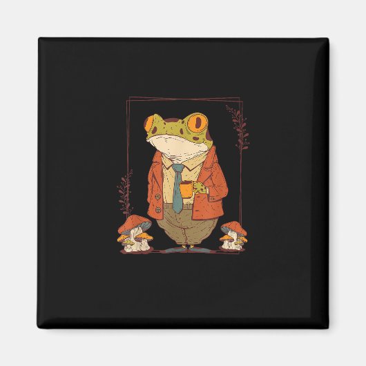 カエルのゴブリンのコアアカデミズムの美学キノコ マグネット (正面)