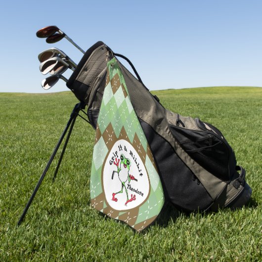 カエルのゴルフのグリップそれをリビットグリーンブラウンアーガイル ゴルフタオル (グリーン)