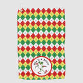 カエルのゴルフのグリップそれをリビットグリーンレッドアーガイル ゴルフタオル (正面)