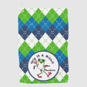 カエルのゴルフのグリップそれをリビットブルーグリーンアーガイル ゴルフタオル (正面)