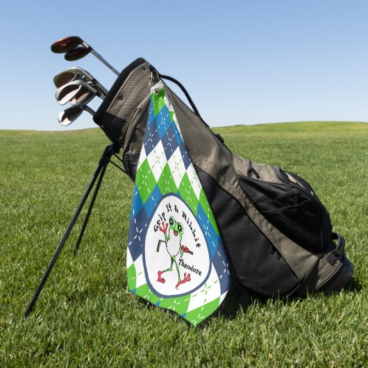 カエルのゴルフのグリップそれをリビットブルーグリーンアーガイル ゴルフタオル (グリーン)