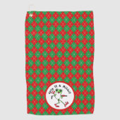 カエルのゴルフのグリップそれをリビットレッドグリーンアーガイル ゴルフタオル (正面)