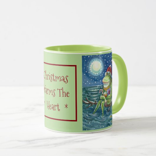 カエルのサンタのログ、休日の動物クリスマスマグカップ マグカップ (正面右)