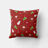 カエルのサンタクロースの赤い雪だるま クッション (裏面)