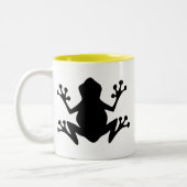 カエルのシルエット; 黄色 ツートーンマグカップ (左)