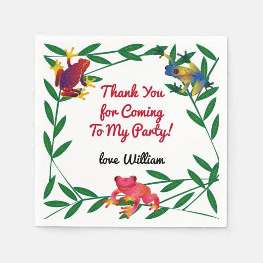 カエルのジャングル動物園 スタンダードカクテルナプキン (正面)