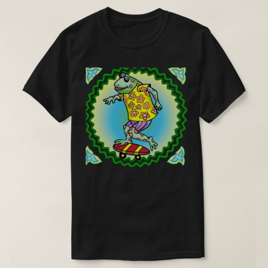 カエルのスケートボード Tシャツ (デザイン正面)