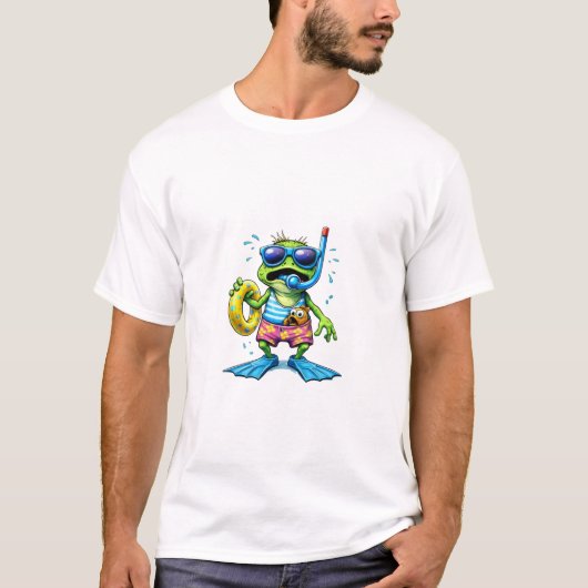 カエルのスノーケリング 夏のTシャツ Tシャツ (正面)