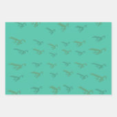 カエルのティール（緑がかった色） ラッピングペーパーシート (正面3)