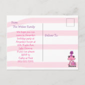 カエルのテーマの女の子の誕生日パーティー ポストカード (裏面)