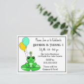 カエルのテーマの誕生日招待状 ポストカード (スタンド正面)