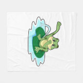 カエルのトイレ フリースブランケット (正面(横))