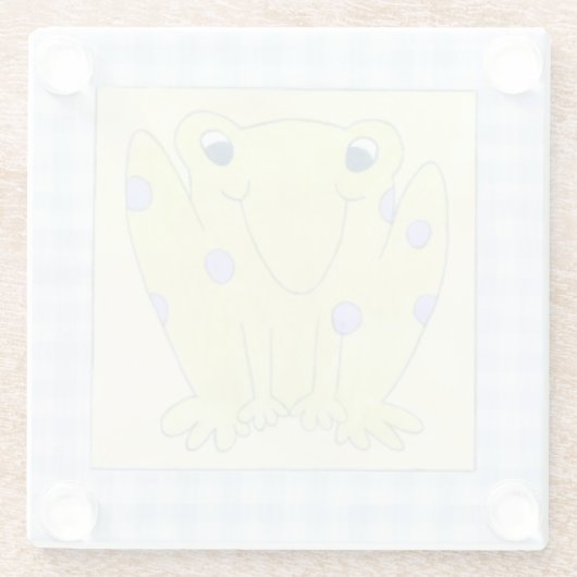 カエルのトリオのギンガムクロス ガラスコースター (裏面)