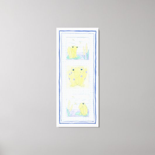 カエルのトリオのギンガムクロス キャンバスプリント (正面)