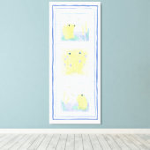 カエルのトリオのギンガムクロス キャンバスプリント (インサイチュ (ウッドフロア))