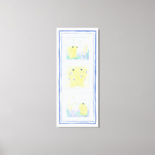 カエルのトリオのギンガムクロス キャンバスプリント