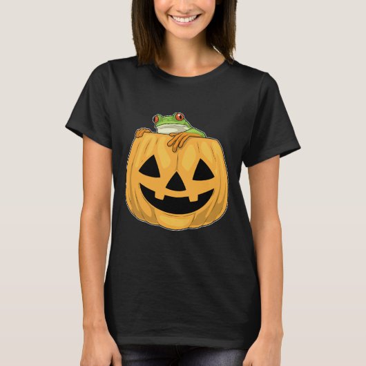 カエルのハロウィーンカボチャ Tシャツ (正面)