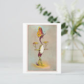 カエルのバランスの花と蝶のヴィンテージ ポストカード (スタンド正面)