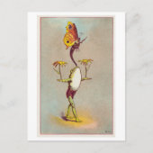 カエルのバランスの花と蝶のヴィンテージ ポストカード (正面)