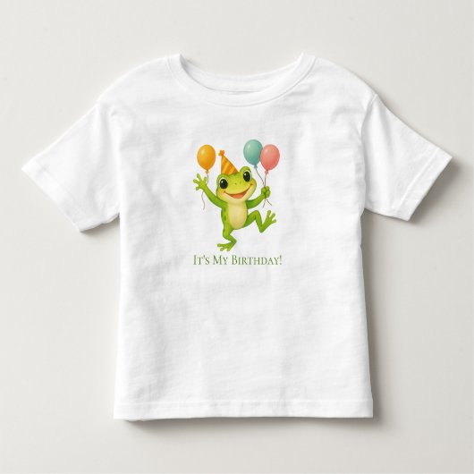 カエルのバルーンが個性的な幼児の誕生日 トドラーTシャツ (正面)