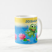 カエルのパーティーのカスタムな陶磁器のマグのギフトの跳躍 コーヒーマグカップ (正面右)