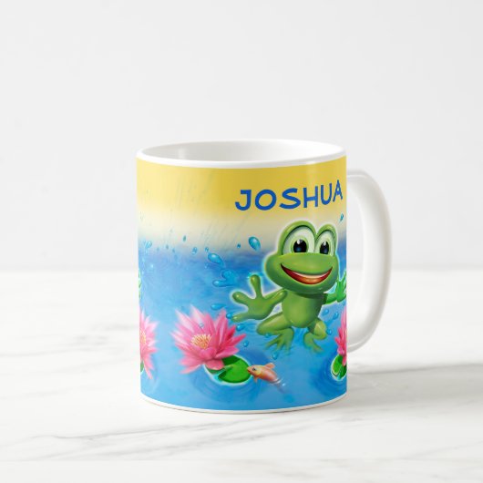 カエルのパーティーのカスタムな陶磁器のマグのギフトの跳躍 コーヒーマグカップ (正面右)