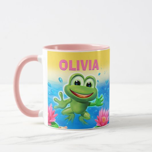 カエルのパーティーの名前をカスタムするのコンボのマグのピンクの跳躍 マグカップ (左)