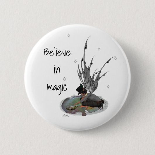 カエルのピンボタン付きボーイレインフェアリー 缶バッジ (正面)