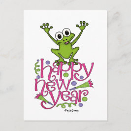 カエルのフリスキーから新年おめでとう シーズンポストカード