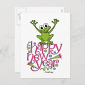 カエルのフリスキーから新年おめでとう シーズンポストカード (正面/裏面)
