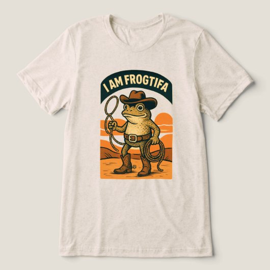 カエルのフロギータ・カウボーイ - 面白いカエルミーム トライブレンドＴシャツ (デザイン正面)