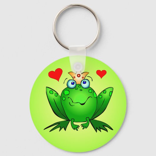 カエルのプリンスキーチェーンハート キーホルダー (正面)