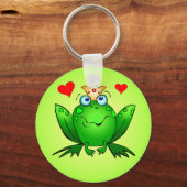 カエルのプリンスキーチェーンハート キーホルダー (正面)