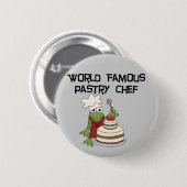 カエルのペーストリー作りの職人のTシャツおよびギフト 缶バッジ (正面&裏面)