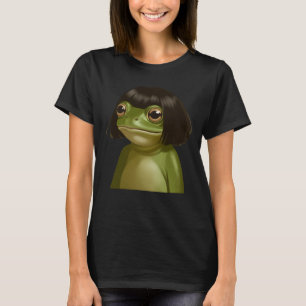 カエルのボブカットがおかしい メメ フロッグ好き Tシャツ