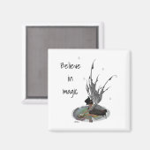 カエルのマグネットを持つ男の子の雨の妖精 マグネット (正面/裏面)