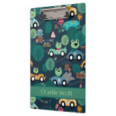 カエルのレースカーが子どもたちを駆パーソナライズされた動 クリップボード (左)